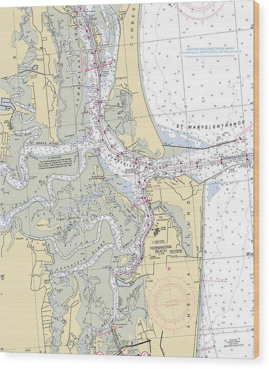 Fernandina-beach -florida Nautical Chart _v6 - Wood Print