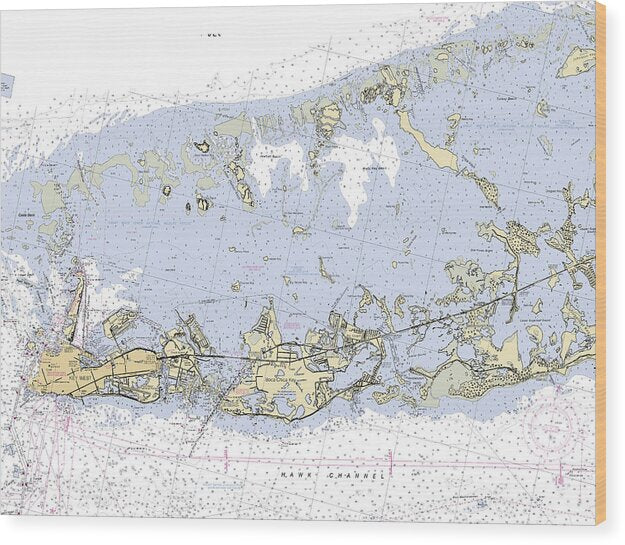 Florida-keys-lower -florida Nautical Chart _v6 - Wood Print