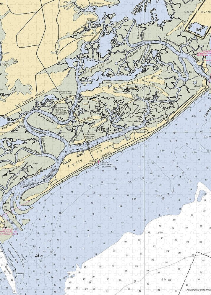 Folly Beach-south Carolina Nautical Chart - Puzzle