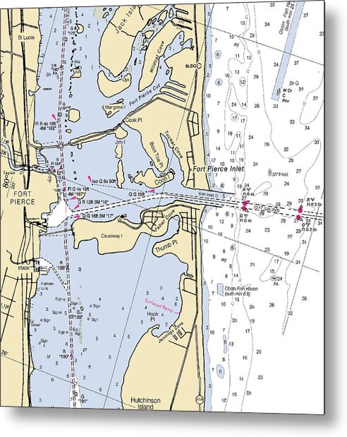 Fort Pierce-florida Nautical Chart - Metal Print
