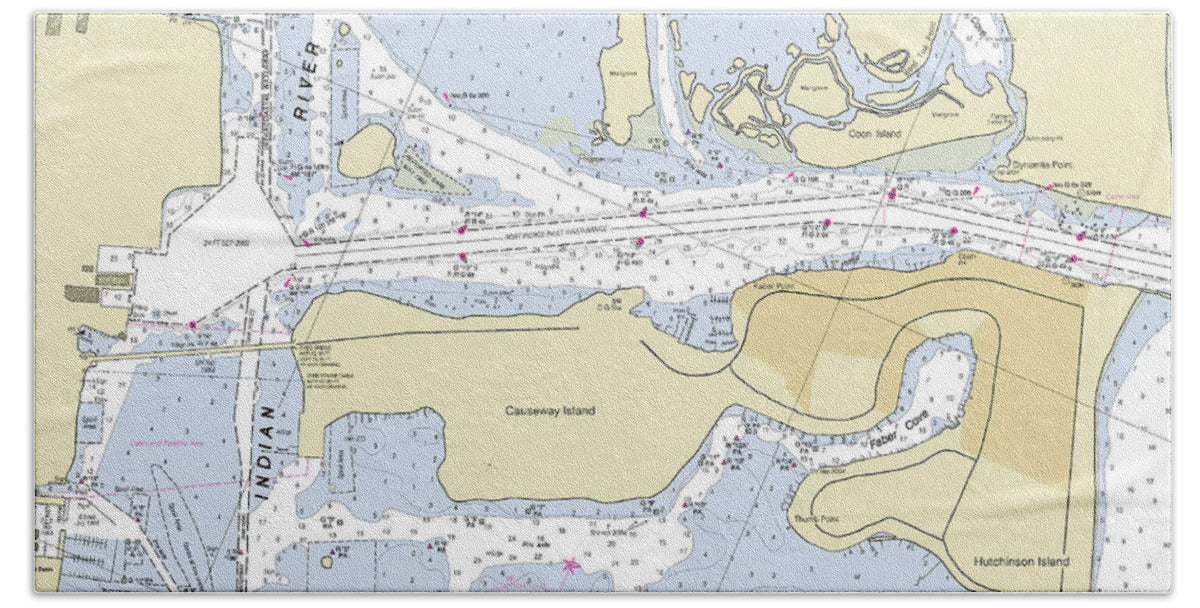 Fort Pierce Inlet Florida Nautical Chart - Bath Towel