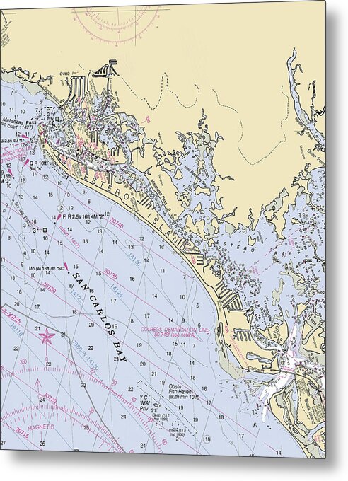 Ft Myers Beach-florida Nautical Chart - Metal Print