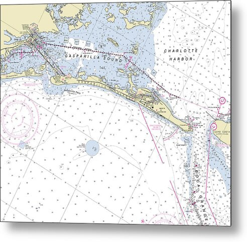 Gasparilla Boca Grande Florida Nautical Chart - Metal Print