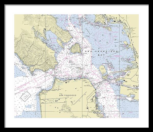 Golden Gate California Nautical Chart - Framed Print