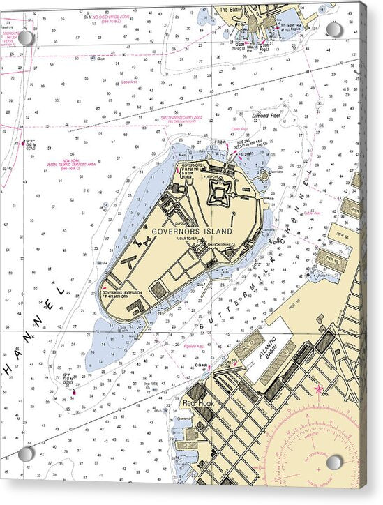 Govenors Island-new York Nautical Chart - Acrylic Print
