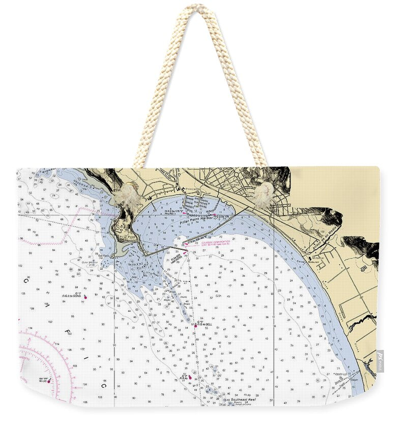 Half-moon-bay -california Nautical Chart _v6 - Weekender Tote Bag