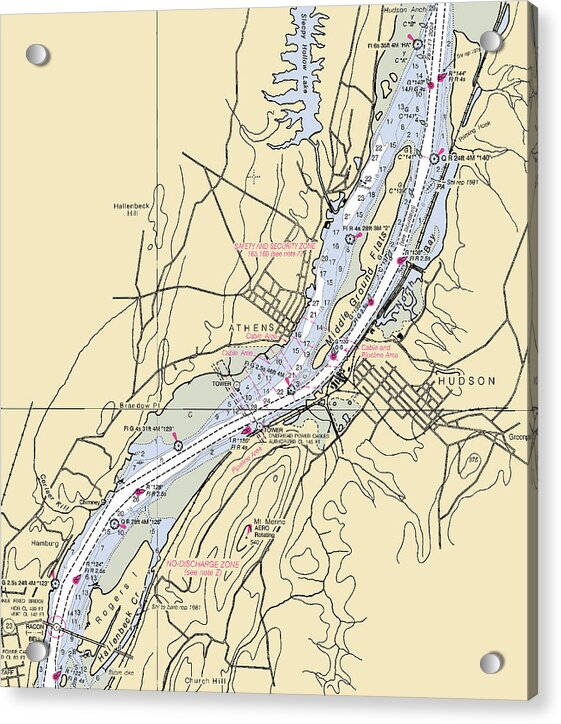 Hudson-new York Nautical Chart - Acrylic Print
