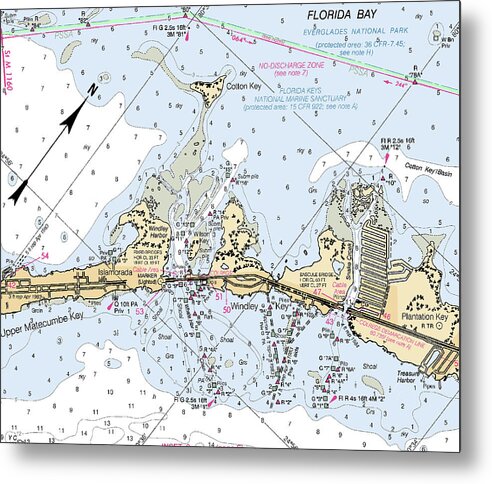 Islamorada -florida Nautical Chart _v2 - Metal Print