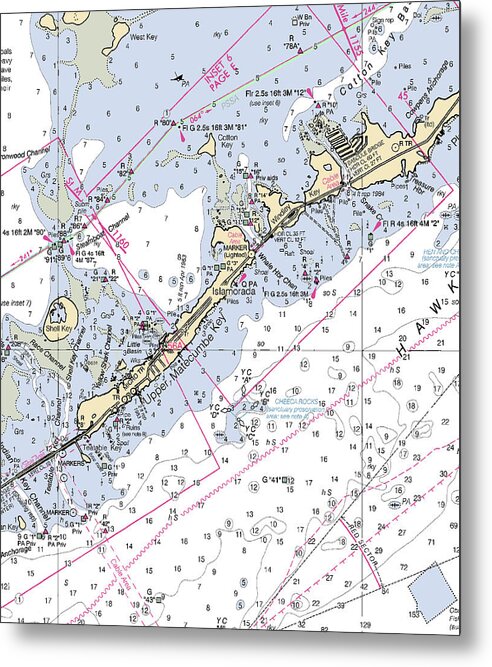 Islamorada -florida Nautical Chart _v3 - Metal Print