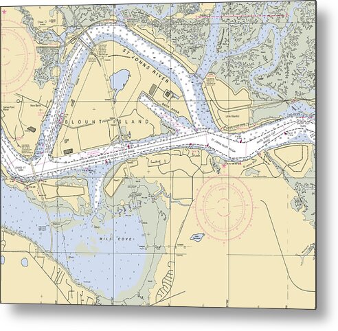 Jacksonville-blount-island -florida Nautical Chart _v6 - Metal Print