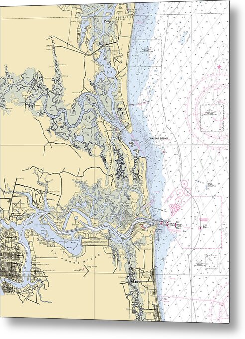 Jacksonville-fernandina -florida Nautical Chart _v6 - Metal Print