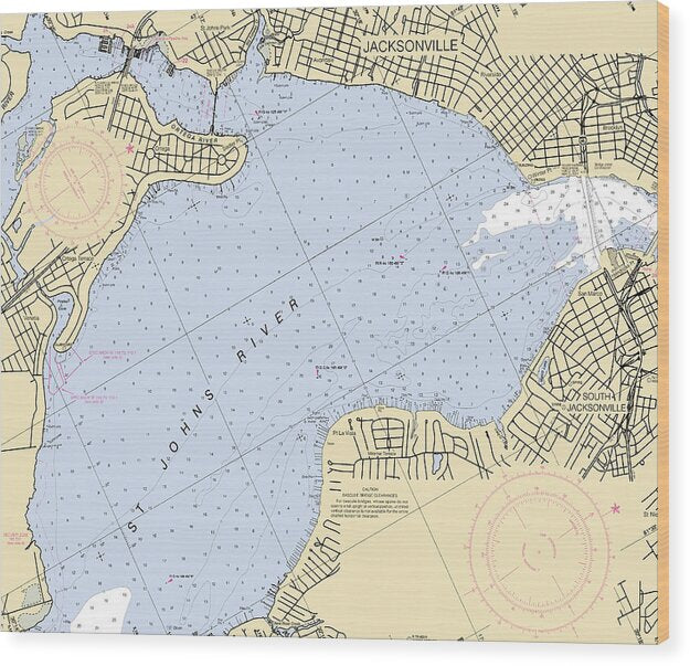 Jacksonville-st-johns-river -florida Nautical Chart _v6 - Wood Print
