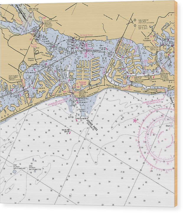 Johns Pass-florida Nautical Chart - Wood Print