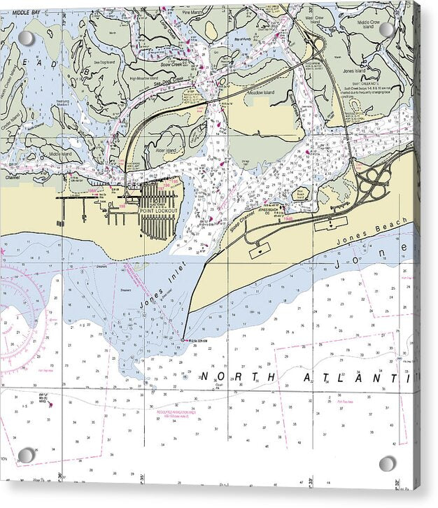 Jones Inlet New York Nautical Chart - Acrylic Print