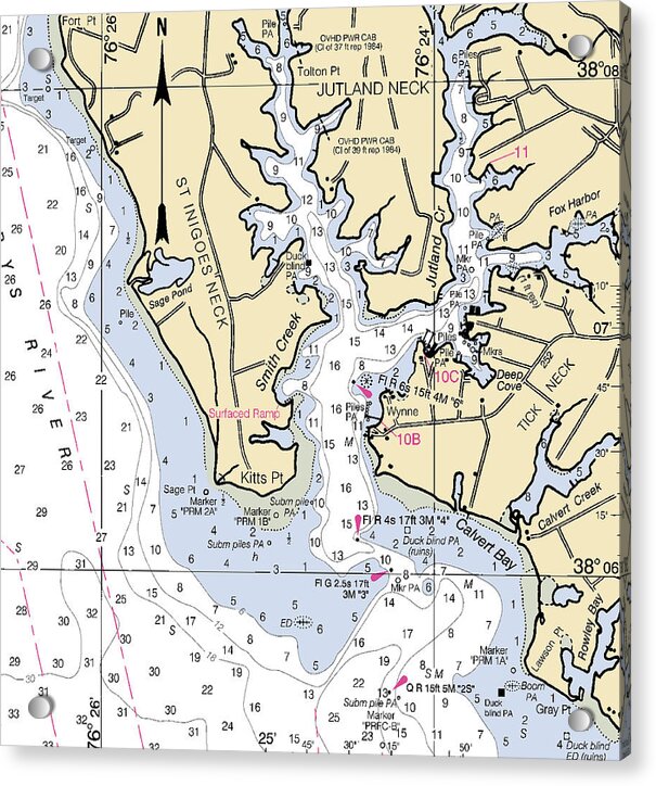 Jutland Neck-maryland Nautical Chart - Acrylic Print