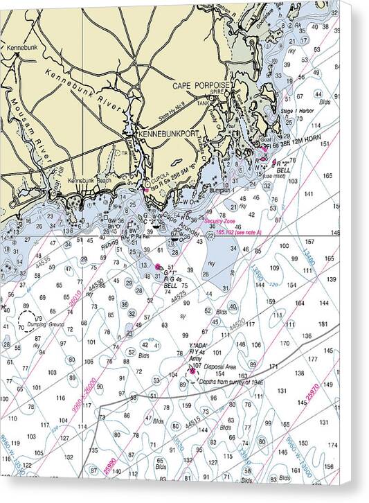 Kennebunkport Maine Nautical Chart - Canvas Print