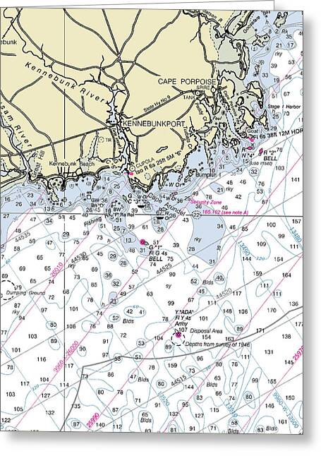 Kennebunkport Maine Nautical Chart - Greeting Card