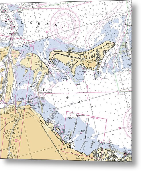 Key Biscayne -florida Nautical Chart _v2 - Metal Print