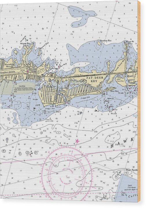Key Colony Beach -florida Nautical Chart _v3 - Wood Print