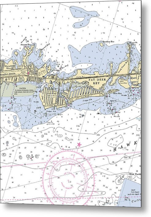 Key Colony Beach -florida Nautical Chart _v3 - Metal Print