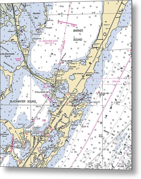 Key Largo Central-florida Nautical Chart - Metal Print