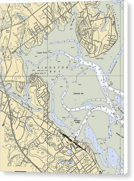 Kingston Bay-massachusetts Nautical Chart - Canvas Print
