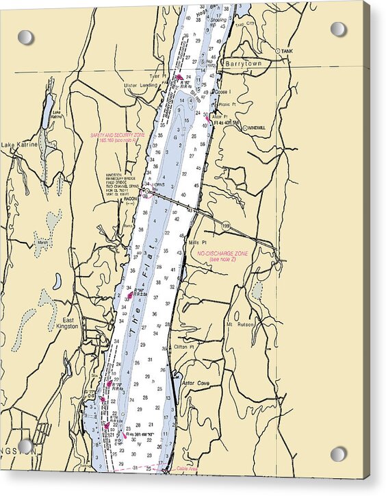 Kingston-new York Nautical Chart - Acrylic Print