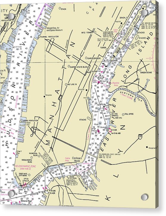 Lower Manhattan New York Nautical Chart - Acrylic Print
