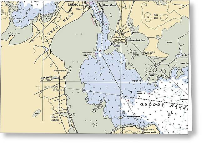 Lubec-maine Nautical Chart - Greeting Card