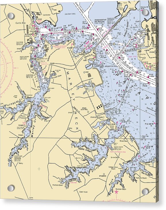 Marley Neck-maryland Nautical Chart - Acrylic Print