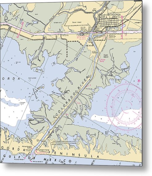 Matagorda-texas Nautical Chart - Metal Print