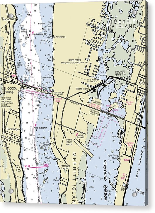 Merritt Island Florida Nautical Chart - Acrylic Print