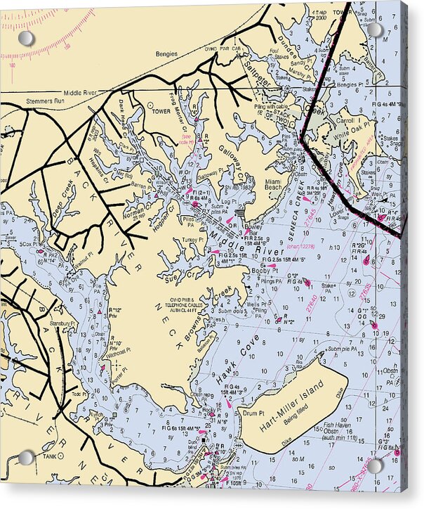 Middle River-maryland Nautical Chart - Acrylic Print