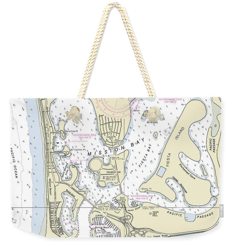 Mission Bay California Nautical Chart - Weekender Tote Bag