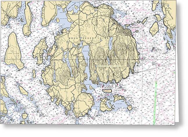 Mt Desert Island -maine Nautical Chart _v6 - Greeting Card