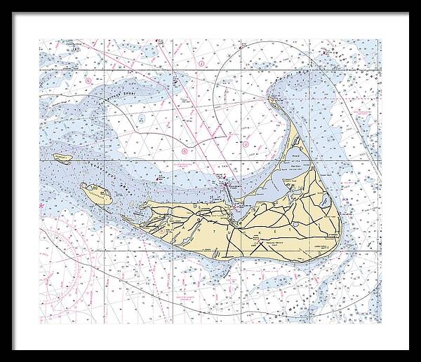 Nantucket-5x6-massachusetts Nautical Chart - Framed Print