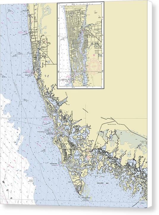 Naples Marco Island Florida Nautical Chart - Canvas Print