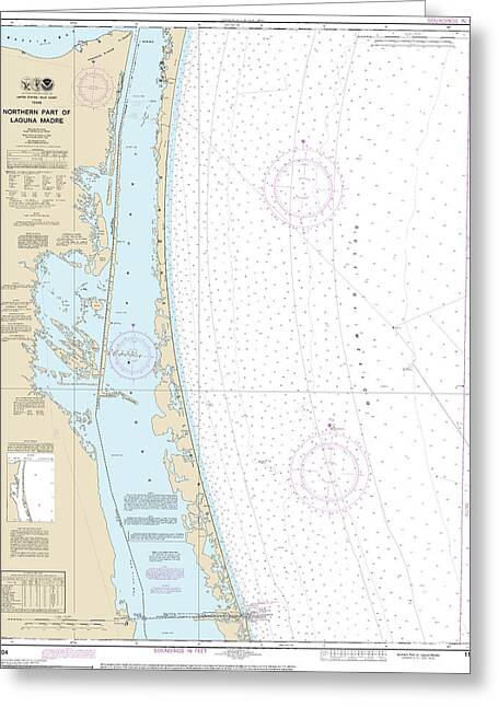 Nautical Chart-11304 Northern Part-laguna Madre - Greeting Card