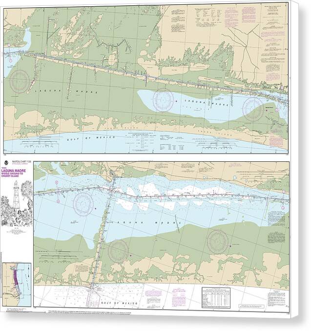 Nautical Chart-11306 Intracoastal Waterway Laguna Madre Middle Ground-chubby Island - Canvas Print