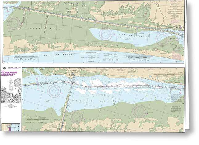 Nautical Chart-11306 Intracoastal Waterway Laguna Madre Middle Ground-chubby Island - Greeting Card
