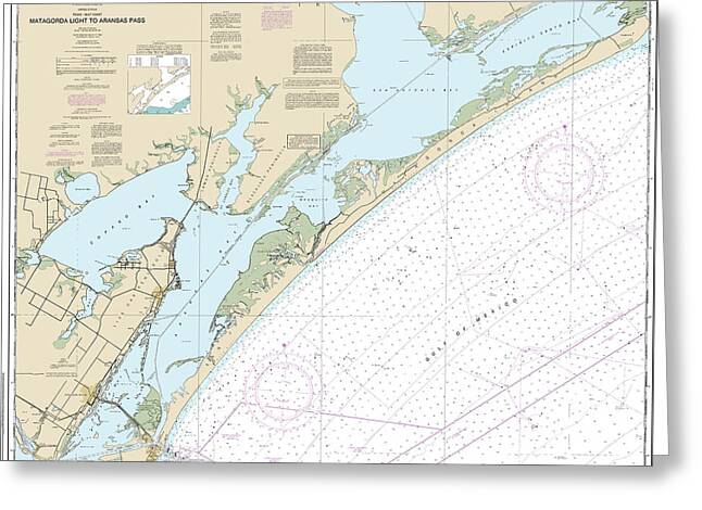 Nautical Chart-11313 Matagorda Light-aransas Pass - Greeting Card