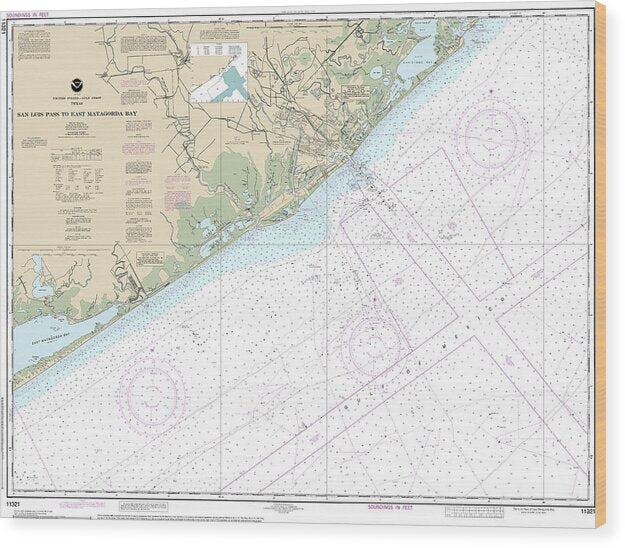 Nautical Chart-11321 San Luis Pass-east Matagorda Bay - Wood Print