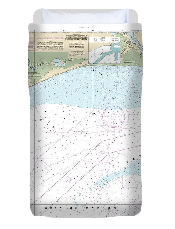 Nautical Chart-11332 Sabine Bank - Duvet Cover