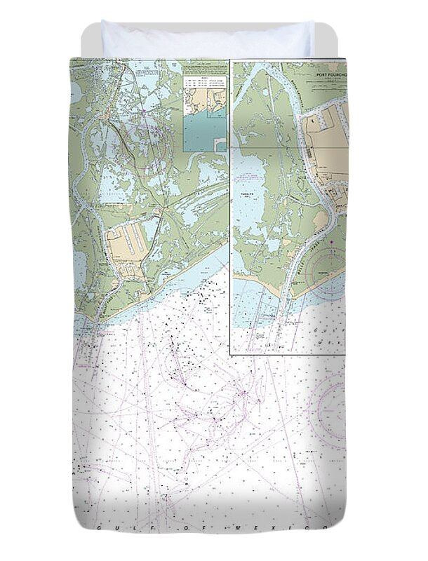 Nautical Chart-11346 Port Fourchon-approaches - Duvet Cover