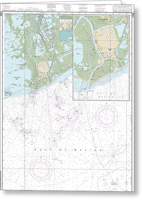Nautical Chart-11346 Port Fourchon-approaches - Greeting Card