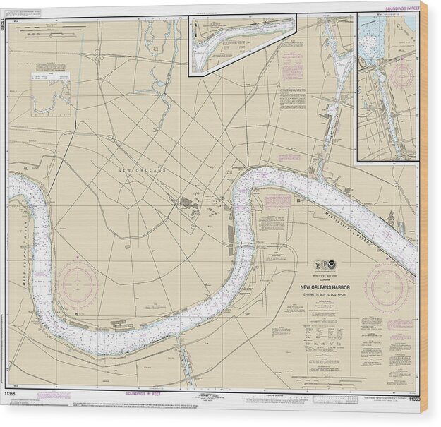 Nautical Chart-11368 New Orleans Harbor Chalmette Slip-southport - Wood Print