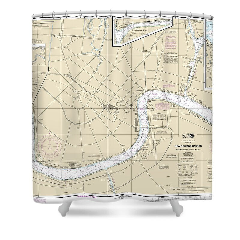 Nautical Chart-11368 New Orleans Harbor Chalmette Slip-southport - Shower Curtain