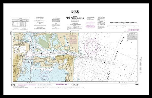 Nautical Chart-11475 Fort Pierce Harbor - Framed Print
