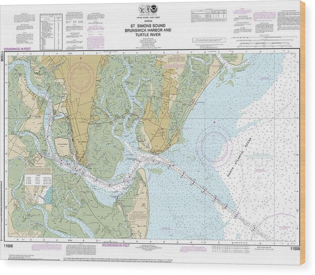 Nautical Chart-11506 St Simons Sound, Brunswick Harbor-turtle River - Wood Print