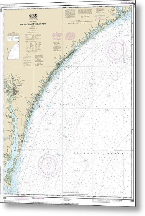 Nautical Chart-11539 New River Inlet-cape Fear - Metal Print